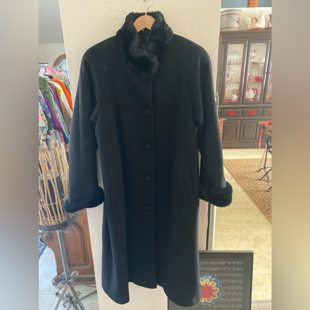 Vintage Albert Nipon Studio Wool & Real Fur Coat … - image 2